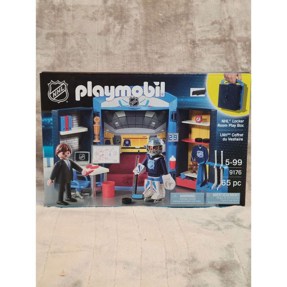 Playmobil NHL Locker Room Play Box Blue 65 Piece Set 9176 NEW